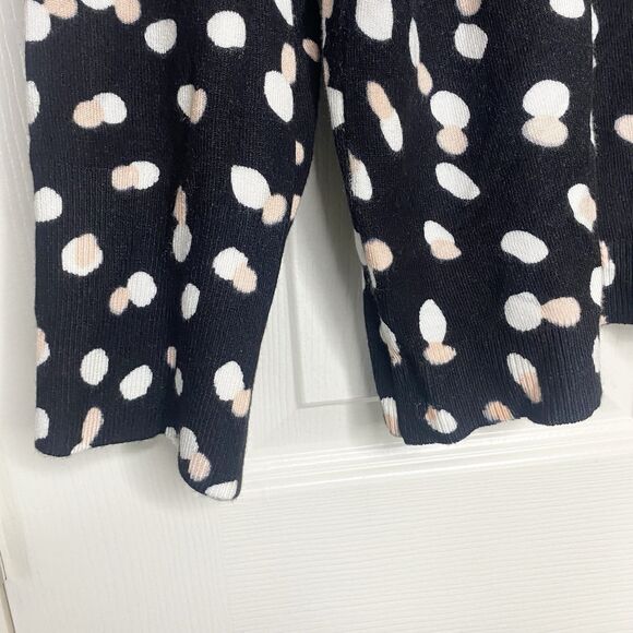 Philosophy Womens Cardigan Sweater Button Up Size 1X Polka Dot Black Cream White - Picture 4 of 9